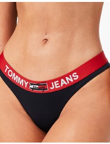 Tommy Hilfiger Tommy Jeans - Slip bikini brasiliana blu navy con logo