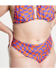 COLLUSION Plus - Slip bikini a vita alta con stampa a quadri distorti multicolore - MULTI
