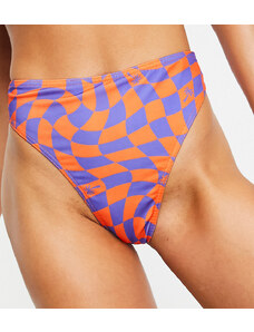COLLUSION - Slip bikini a vita alta con stampa a quadri distorti multicolore - MULTI