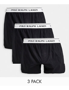 Polo Ralph Lauren - Confezione da tre paia di boxer neri con elastico in vita con logo-Nero