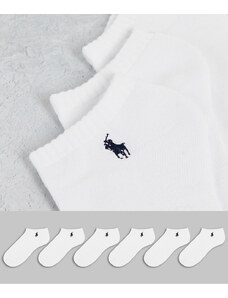 Polo Ralph Lauren - Confezione da 6 paia di calzini sportivi bianchi con logo-Bianco