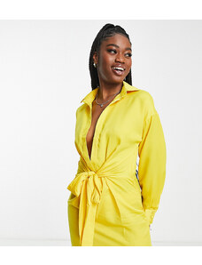 Esclusiva In The Style - Vestito camicia giallo con nodo sul davanti