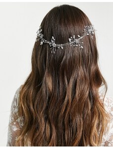 ASOS DESIGN - Coroncina per capelli color argento con fiori e cristalli