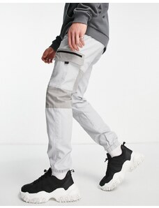 Topman - Pantaloni cargo ampi grigi color block-Grigio