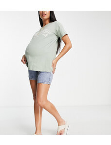 Topshop Maternity - Ultimate Editor - Pantaloncini blu medio con fascia sotto al pancione