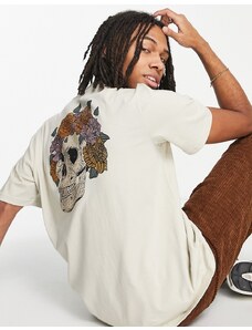 Bolongaro Trevor - T-shirt oversize color pietra con stampa di teschio sul retro-Neutro