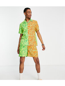Reclaimed Vintage Inspired - Camicia divisa con logo in coordinato-Multicolore