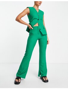 Topshop - Pantaloni a zampa verdi con fondo spaccato in coordinato-Verde
