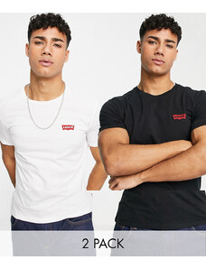 Levi's - Confezione da due T-shirt con riquadro del logo piccolo, colore nero/bianco-Multicolore