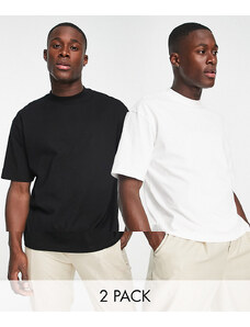 Topman - Confezione da 2 T-shirt oversize nera e bianca-Multicolore