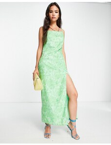 Pretty Lavish - Keisha - Vestito sottoveste lungo verde con stampa a fiori astratta
