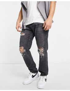 Jack & Jones - Chris - Jeans ampi neri con strappi sulle ginocchia-Nero