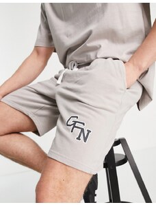 Good For Nothing - Pantaloncini in jersey grigio pietra con stampa stile college del logo in coordinato