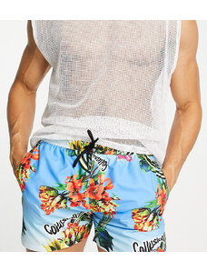 COLLUSION - Pantaloncini corti da bagno con stampa tropicale distorta-Multicolore