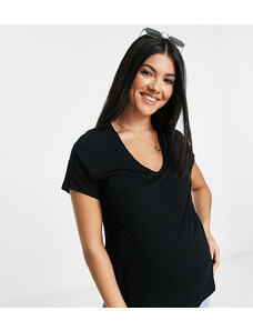 Flounce London Maternity - T-Shirt elasticizzata aderente, colore nero