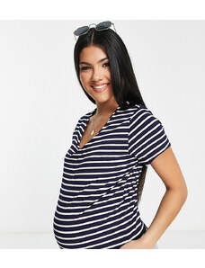 Flounce London Maternity - T-Shirt elasticizzata aderente a righe-Multicolore