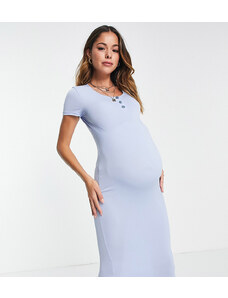 Flounce London Maternity - Vestito midi basic in jersey azzurro chiaro con maniche ad aletta-Blu