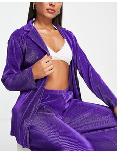 ASOS DESIGN - Camicia da mare taglio lungo plissé viola in coordinato