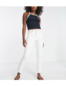 Topshop Tall - Jeans dritti alla caviglia con bordi grezzi e vita medio alta, colore bianco