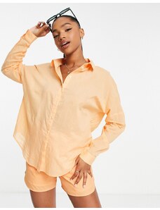 PIECES - Camicia oversize arancione in coordinato