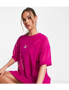 In esclusiva per ASOS - Puma - Vestito T-shirt in organza a rete rosa
