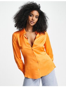 Mango - Camicia oversize in raso arancione vivace