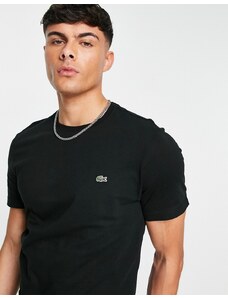 Lacoste - T-shirt nera con logo coccodrillo-Nero