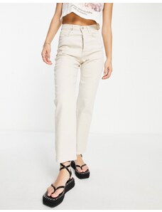 NA-KD - Jeans dritti écru in cotone - IVORY-Bianco