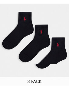 Polo Ralph Lauren - Confezione da 3 paia di calzini sportivi neri-Nero