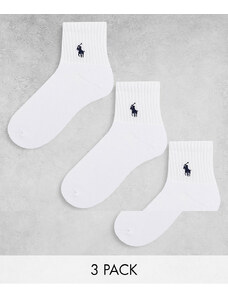 Polo Ralph Lauren - Confezione da 3 paia di calzini sportivi bianchi-Bianco