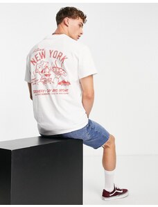 Tommy Jeans - T-shirt in cotone bianca con stampa di pizza sul retro - WHITE-Bianco