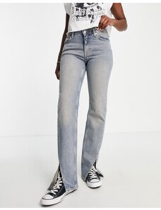 Weekday - Jeans con spacco in misto cotone blu chiaro effetto consumato - LBLUE