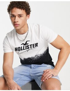 Hollister - Sport - T-shirt tecnica bianca con logo e stampa di schizzo-Bianco