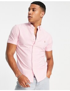 Polo Ralph Lauren - Icon - Camicia Oxford slim a maniche corte rosa con logo