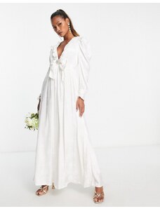 Sister Jane - Dream - Vestito lungo da sposa in jacquard a fiori anni '80-Bianco
