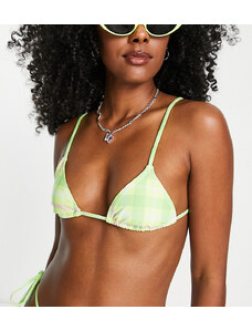 Reclaimed Vintage Inspired - Top bikini a triangolo verde a quadretti - MULTI-Multicolore