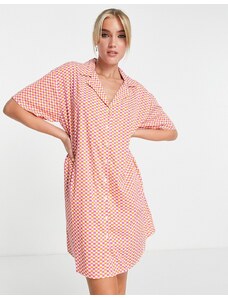 Esclusiva PIECES - Vestito camicia da mare rosa a quadri-Multicolore