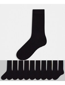 Jack & Jones - Confezione da 10 paia di calzini con logo neri-Nero