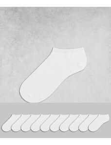 Jack & Jones - Confezione risparmio da 10 calzini bianchi-Bianco