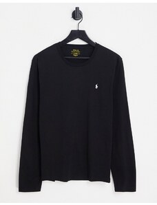Polo Ralph Lauren - Top a maniche lunghe da casa in morbido cotone, colore nero