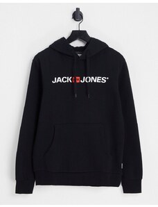 Jack & Jones Essentials - Felpa con cappuccio nera con logo-Nero