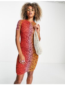 Weekday - Agnes - Vestito in rete con arricciature e stampa sfumata arancione-Multicolore
