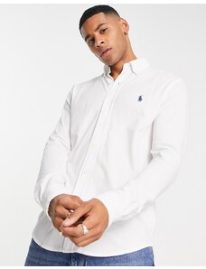 Polo Ralph Lauren - Camicia slim in piqué con bottoni e logo bianca-Bianco