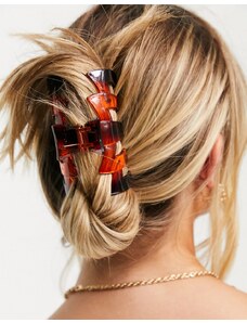 DesignB London - Fermaglio per capelli in resina tartarugata con motivo astratto-Marrone