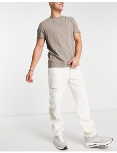 River Island - Jeans comodi bianchi con toppe-Bianco