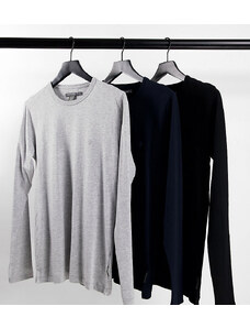 French Connection Tall - Confezione da 3 magliette a maniche lunghe nere-Nero