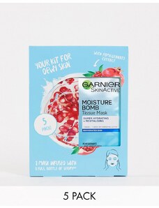 Garnier - Moisture Bomb - Confezione da 5 maschere viso idratanti in tessuto al melograno per pelli disidratate-Nessun colore