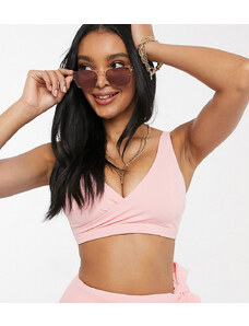 Esclusiva Peek & Beau Coppe Grandi - Top bikini testurizzato con davanti a portafoglio color corallo-Rosa