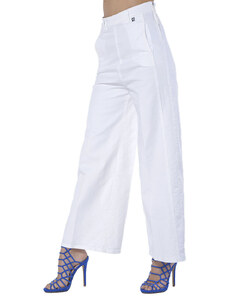 TWINSET Pantalone ampio donna My Twin-Set in cotone stretch bianco