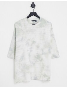 ASOS DESIGN - T-shirt oversize a righe testurizzate con lavaggio monocromatico-Grigio